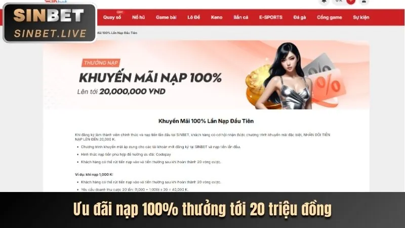 Thưởng Nạp Đầu Tiên 100%